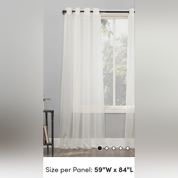 NWOT One Sheer Curtain Panel with Grommets, Eggshell Colour, 52x84" - Picture 1 of 4